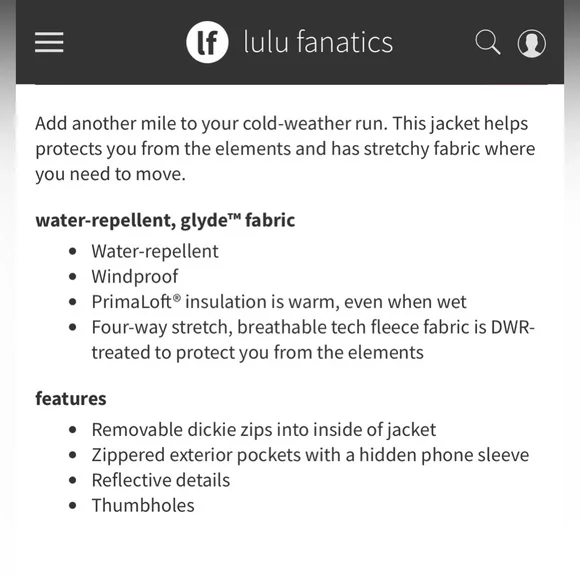 LULULEMON Another Mile Jacket Black Sz.2 Primaloft - Picture 12 of 12